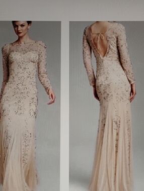 Beaded Gown ADRIANNA PAPELL Cinderella Where Are You ⁉️ Sz 6 CHAMPAGNE